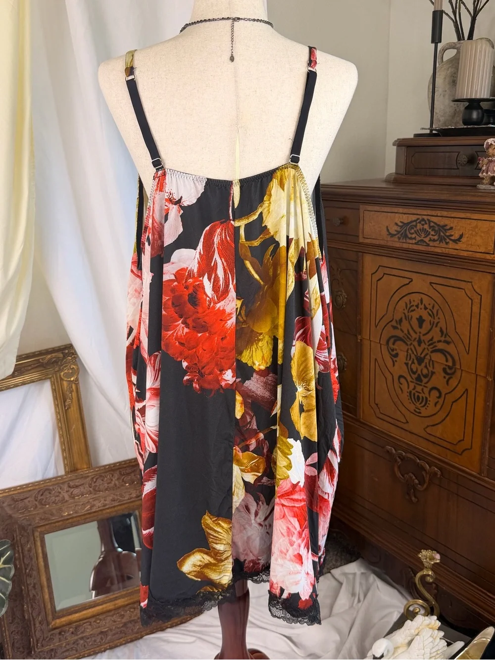 4X 5X Lingerie Slip Chemise Dress Floral Plus Size Lace Coquette 30/32 Fairy - Picture 2 of 6